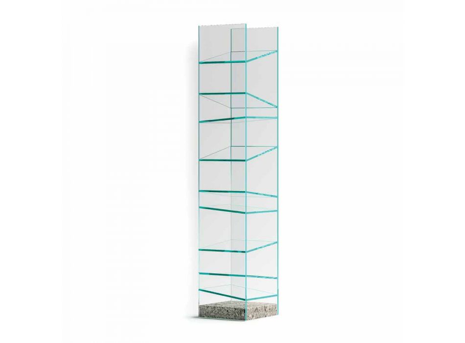 Design boekenplank in glas met stalen onderstel Made in Italy - Biba Viadurini