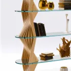 Design boekenkast in glas en essenhout Made in Italy - Aspide Viadurini