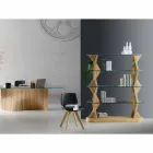 Design boekenkast in glas en essenhout Made in Italy - Aspide Viadurini
