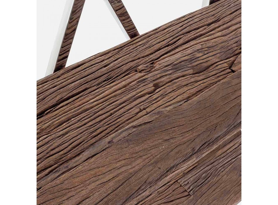 Homemotion boekenkast in moderne vloer in verchroomd staal en hout - Lisotta Viadurini