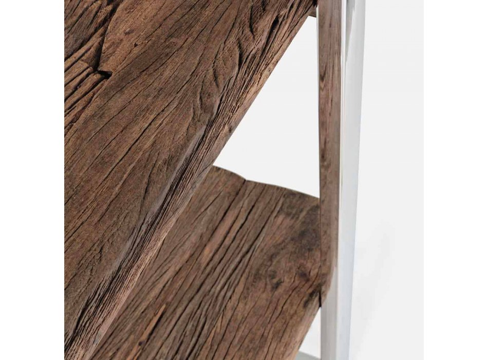 Homemotion boekenkast in moderne vloer in verchroomd staal en hout - Lisotta Viadurini