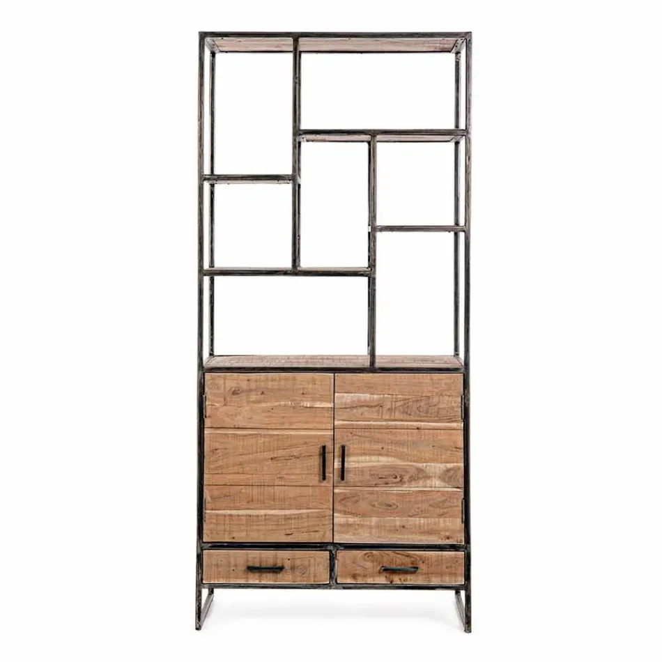 Homemotion boekenkast in geverfd staal met houten planken - Zompo Viadurini