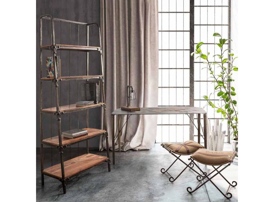 Homemotion boekenkast in geverfd staal met houten planken - Molina Viadurini