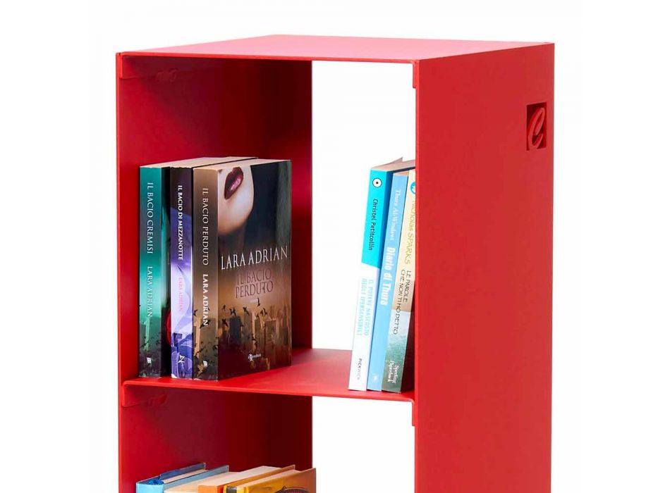Zwart, rood, wit of grijs ijzeren moderne vloer boekenkast gemaakt in Italië - Pls Viadurini
