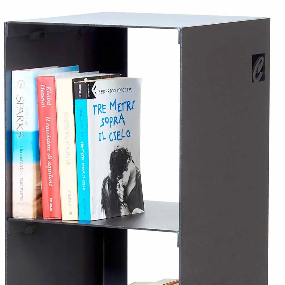 Zwart, rood, wit of grijs ijzeren moderne vloer boekenkast gemaakt in Italië - Pls Viadurini