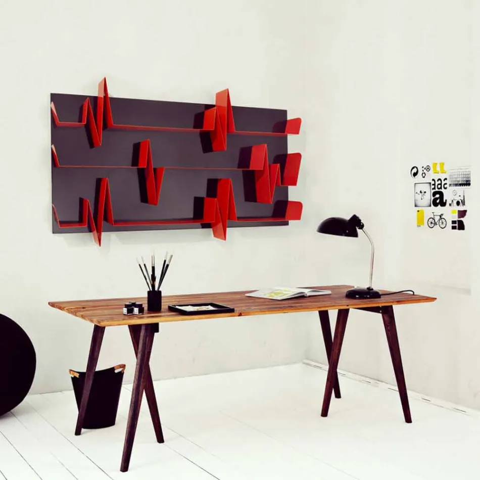 Bibliotheek Ontwerp Battikuore 186x101 (3 legborden) Mabele Viadurini