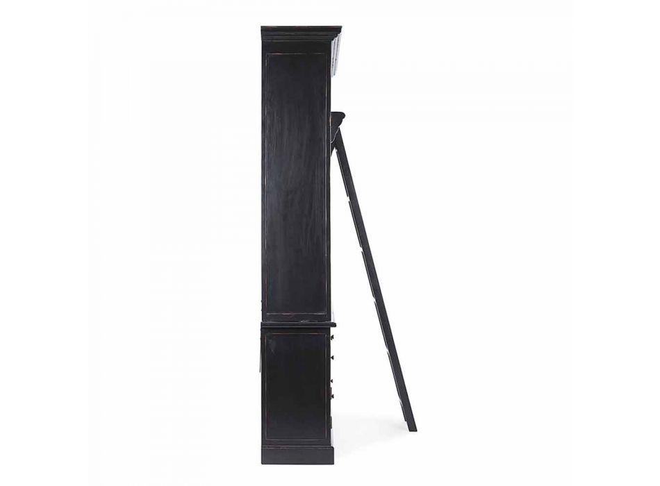 Klassiek design houten boekenkast met Homemotion decoratieve ladder - cederhout Viadurini