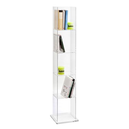 Vrijstaande boekenkast met kolom in transparant acrylkristal - Corrige Viadurini