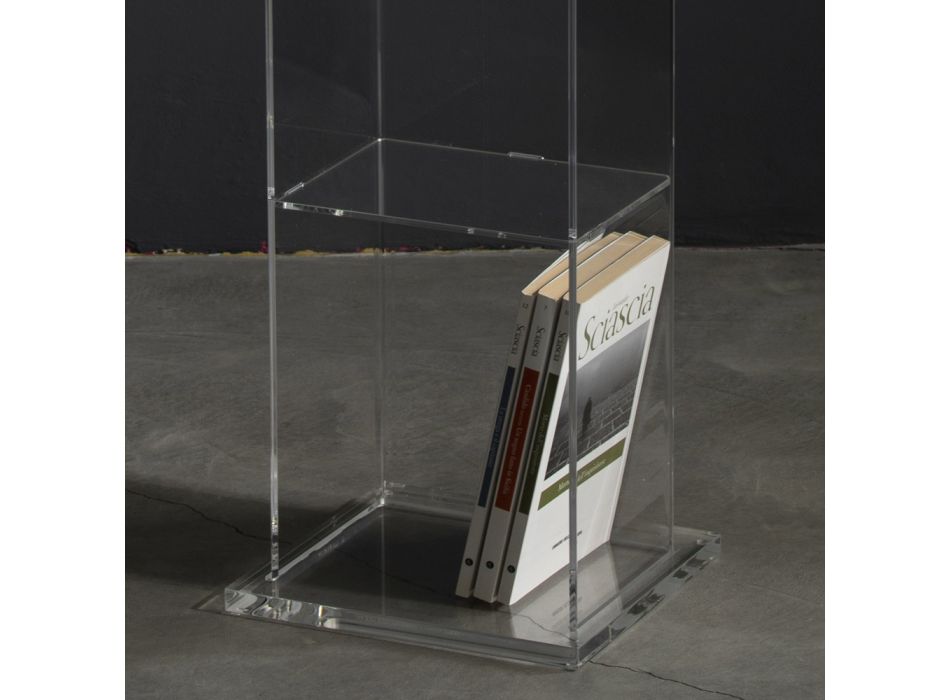 Vrijstaande boekenkast met kolom in transparant acrylkristal - Corrige Viadurini