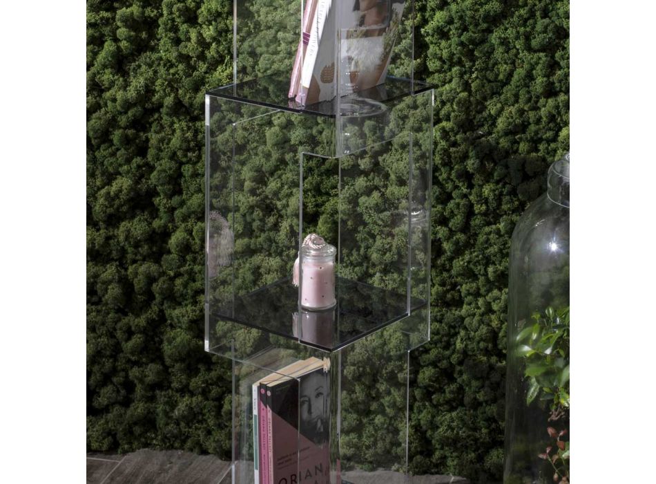 Vrijstaande boekenkast in transparant of gerookt acrylkristal - Icaria Viadurini