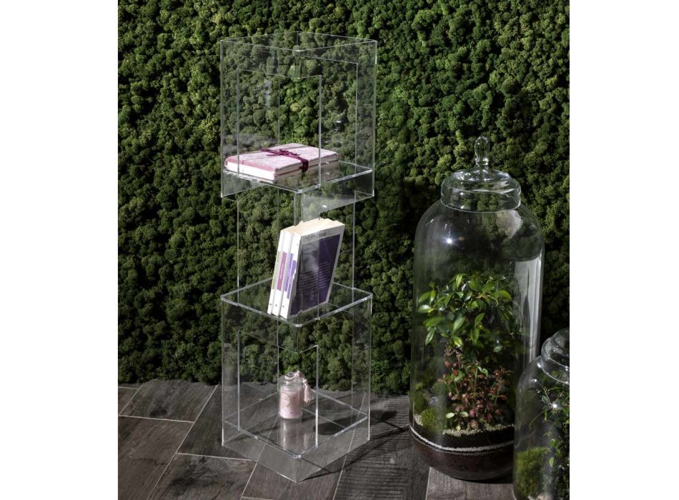 Vrijstaande boekenkast in transparant of gerookt acrylkristal - Icaria Viadurini