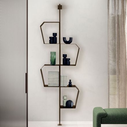 Gelakte metalen boekenkast met verstelbare poten, gemaakt in Italië - Fernanda Viadurini