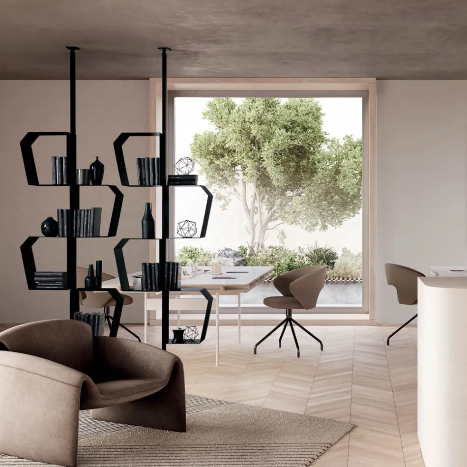 Gelakte metalen boekenkast met verstelbare poten, gemaakt in Italië - Fernanda Viadurini