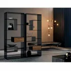 Boekenkast in gerookt glas met Canaletto walnoothouten lade Italiaans design - Linzy Viadurini