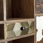 Boekenkast van mangohout en gerecyclede lades met Homemotion-decoraties - Auriel Viadurini