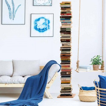 Moderne kolom boekenkast Zia Ortensia beukenhout gemaakt in Italië