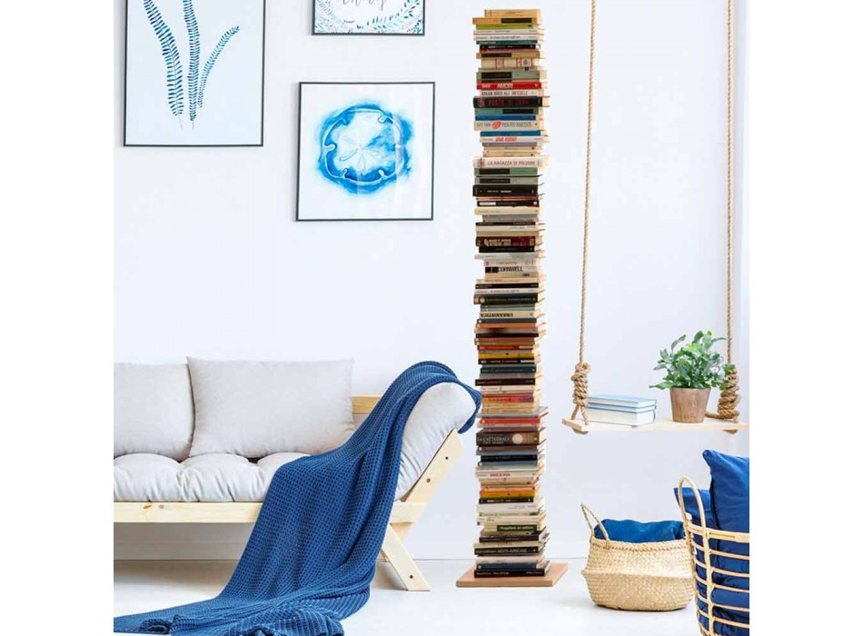 Moderne kolom boekenkast Zia Ortensia beukenhout gemaakt in Italië Viadurini