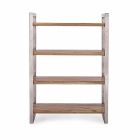 Moderne boekenkast met structuur in verchroomd staal en hout Homemotion - Lisotta Viadurini