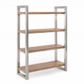 Moderne boekenkast met structuur in verchroomd staal en hout Homemotion - Lisotta
