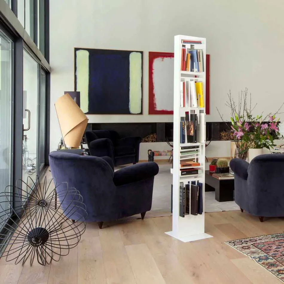 Boekenkast van moderne vloer met planken van wit metaal Made in Italy - Bolivia Viadurini