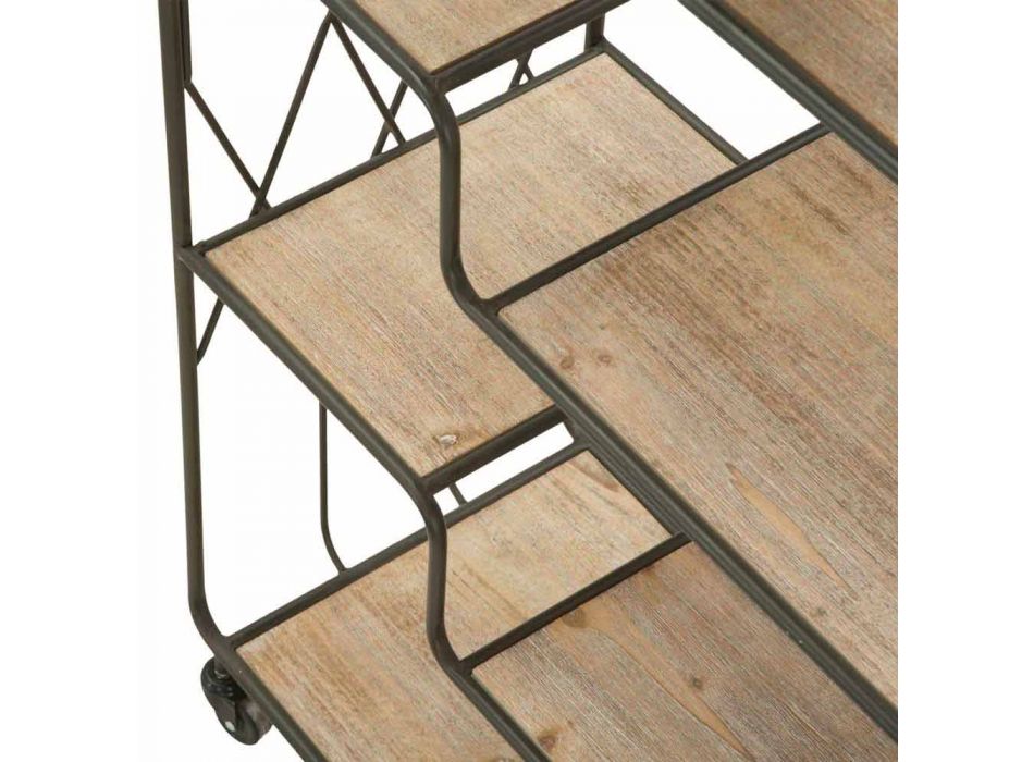 Moderne industriële stijl design vloer boekenplank in ijzer en MDF - Chuck Viadurini