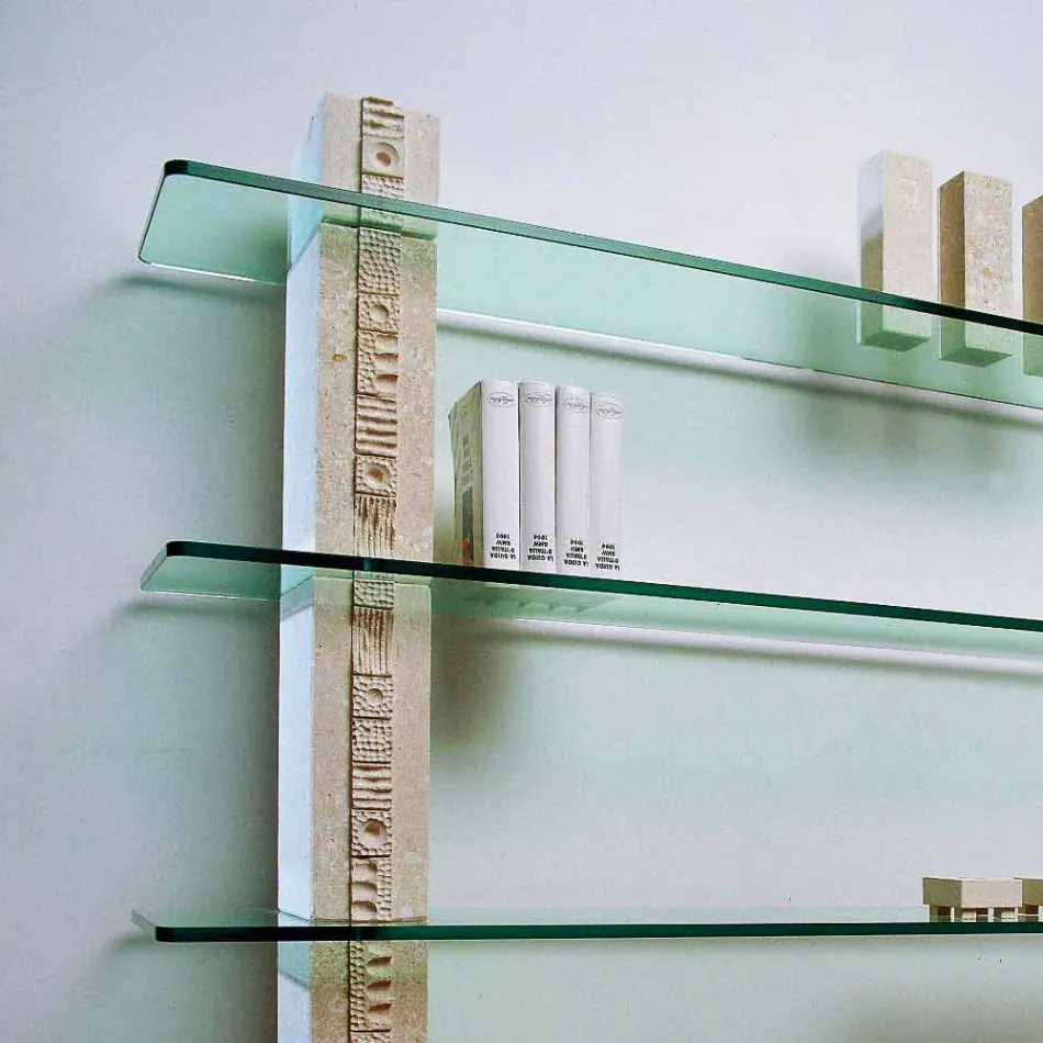 Modulaire boekenkast in steen en glas met een modern Galene-design Viadurini