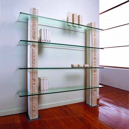 Modulaire boekenkast in steen en glas met een modern Galene-design Viadurini