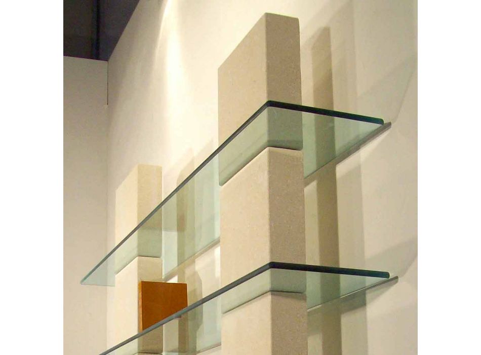 Modulaire boekenkast in steen en glas met een modern Poplia-ontwerp Viadurini