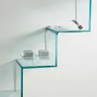 Boekenkast voor objecten aan de muur Origineel ontwerp in glazen ladder - Volano Viadurini