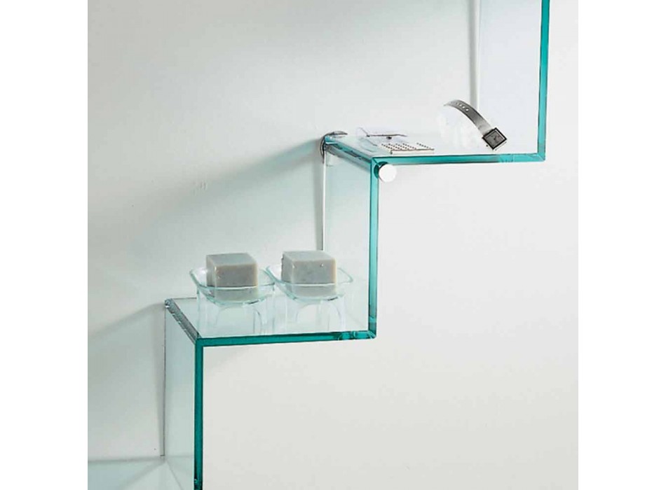 Boekenkast voor objecten aan de muur Origineel ontwerp in glazen ladder - Volano Viadurini