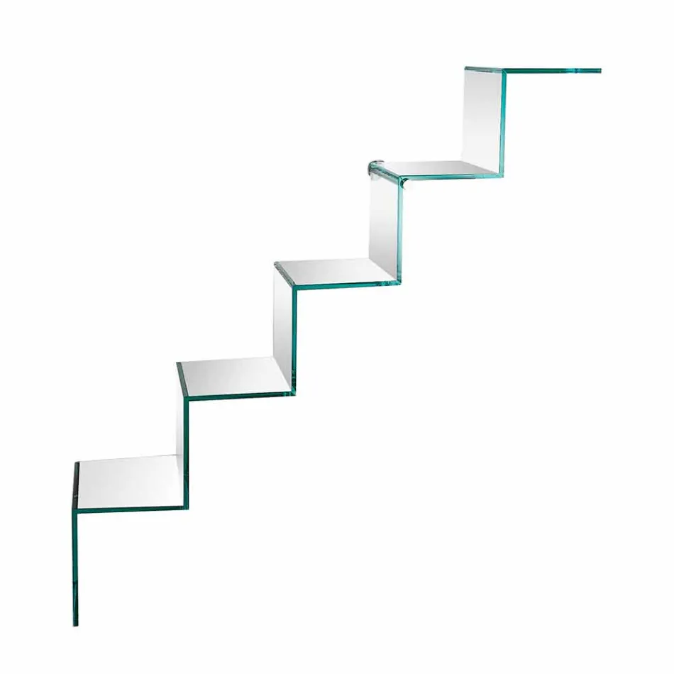 Boekenkast voor objecten aan de muur Origineel ontwerp in glazen ladder - Volano Viadurini