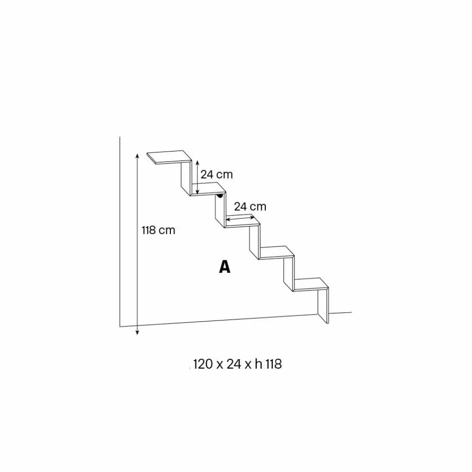 Boekenkast voor objecten aan de muur Origineel ontwerp in glazen ladder - Volano Viadurini
