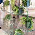 Woonkamer boekenkast in extra helder glas met of zonder lades Made in Italy - Linzy Viadurini