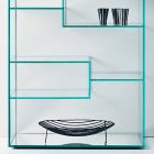 Dubbele boekenkast met extra helder glas in de woonkamer met of zonder lades - Linzy Viadurini