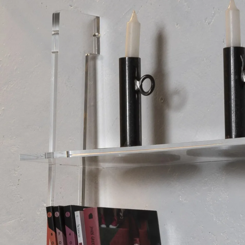 Woonkamer boekenkast in transparant acrylkristal 2 maten - Parotta Viadurini