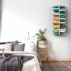 Moderne houten hangende boekenkast Zia Bice aan de muur gemonteerd in Italië Viadurini