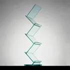 Verticale boekenkast in transparant glas voor vrijstaande woonkamer - Brugo Viadurini