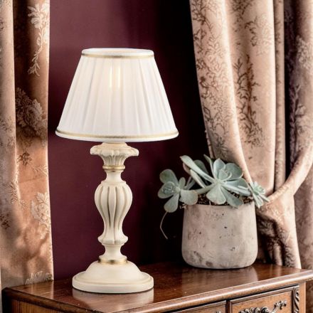 Houten lamp met lampenkap, gemaakt in Italië - Milaan Viadurini