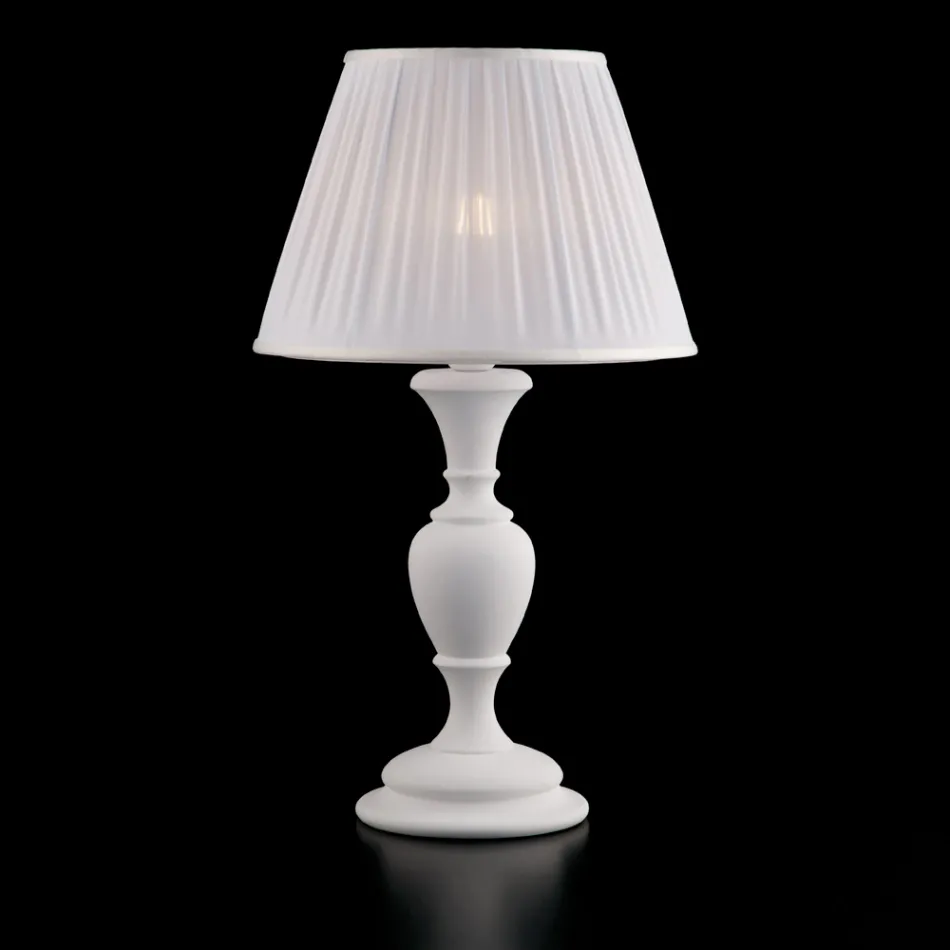 Houten lamp met in Italië gemaakte lampenkap voor interieurdecoratie - Florence Viadurini