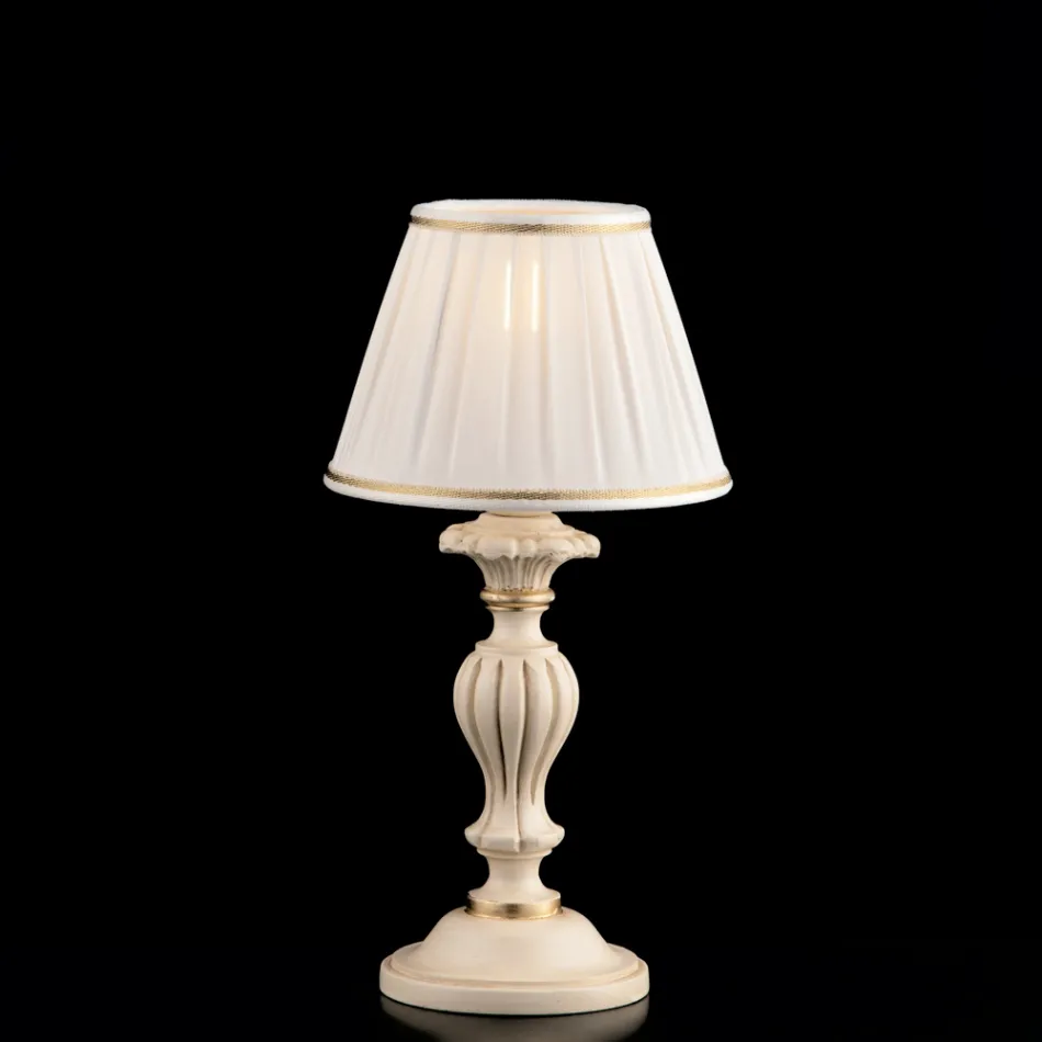 Houten lamp met in Italië gemaakte lampenkap voor interieurdecoratie - Milaan Viadurini