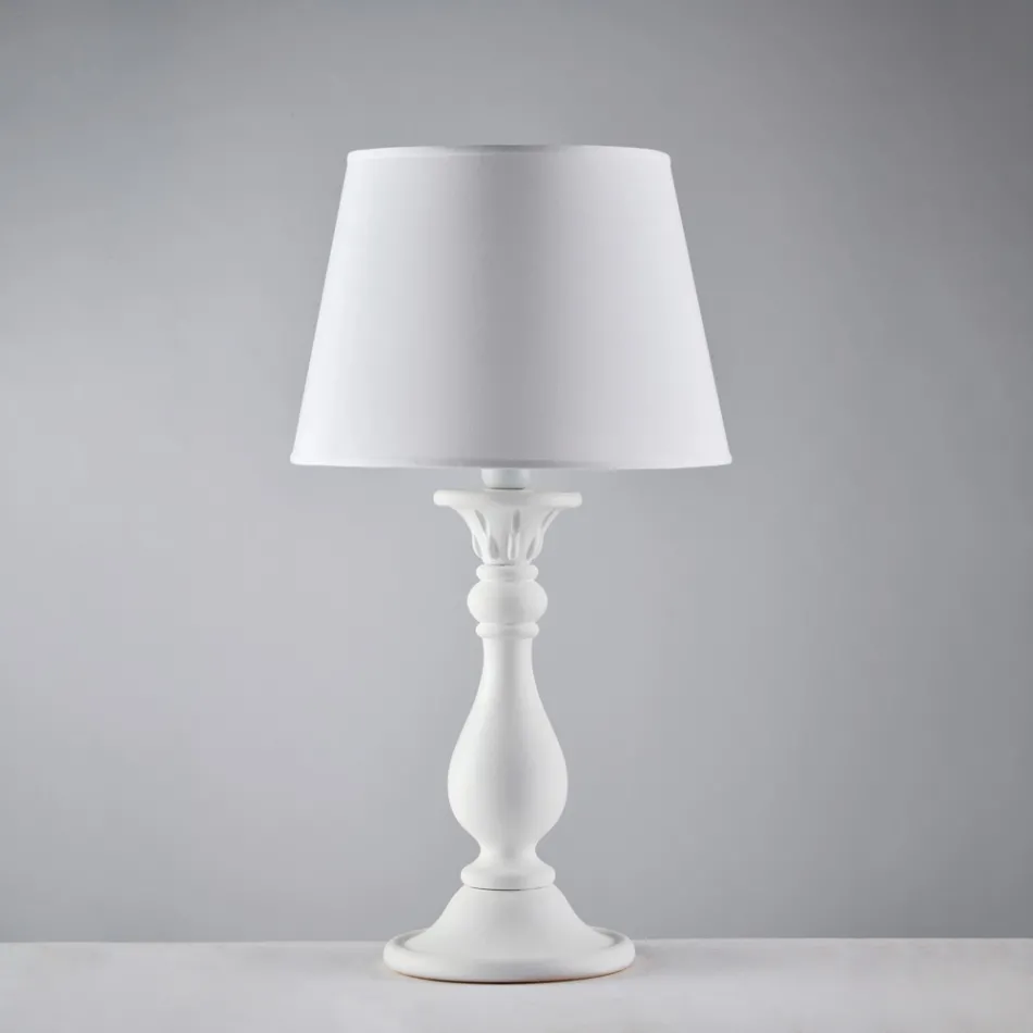 Houten lamp met in Italië gemaakte lampenkap voor interieurdecoratie - Siena Viadurini