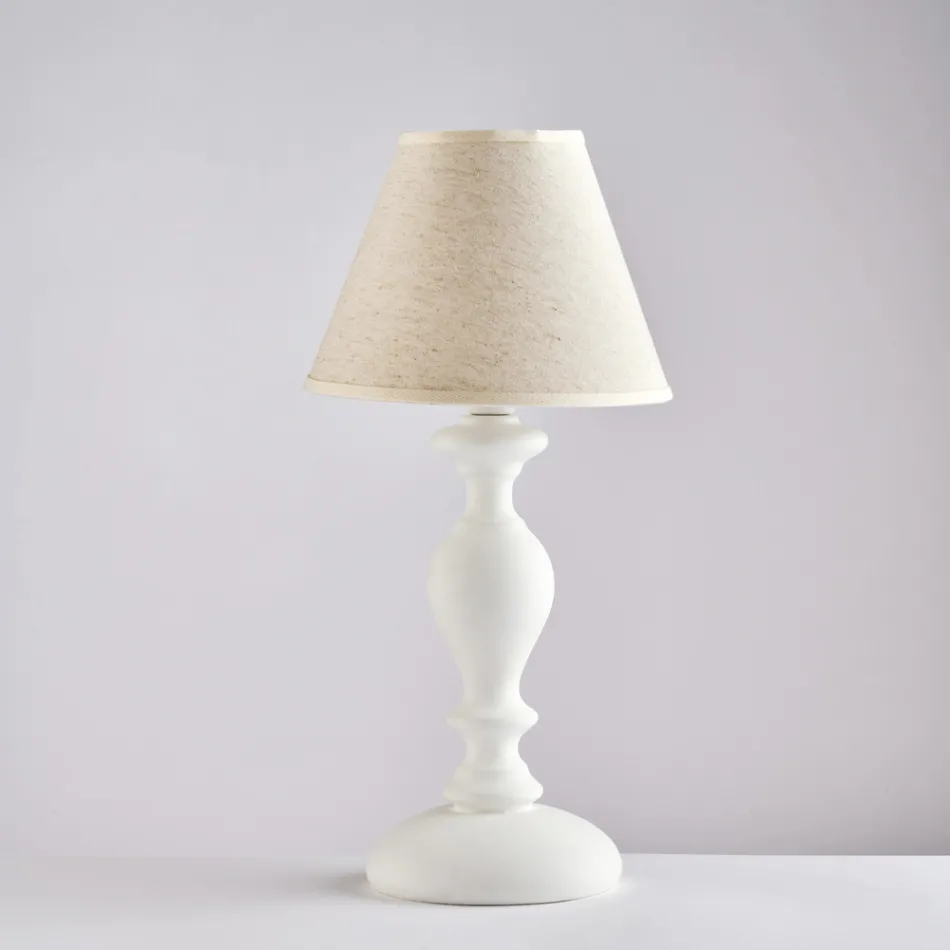 Houten lamp met lampenkap, gemaakt in Italië, voor interieurdecoratie - Toscane Viadurini