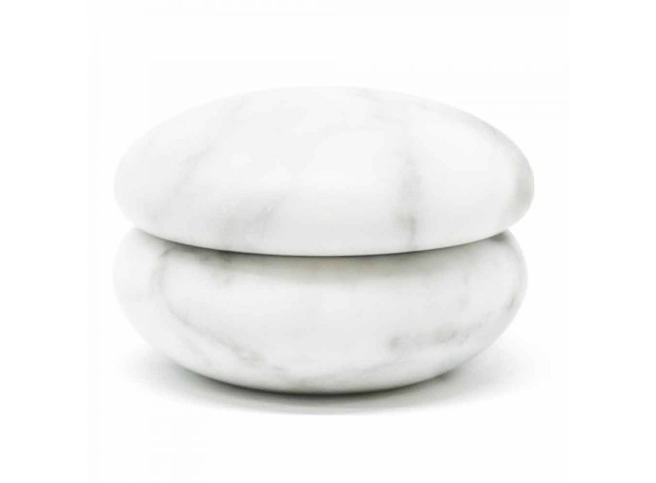 Pepermolen in wit satijn Carrara marmer modern gemaakt in Italië - Faron Viadurini