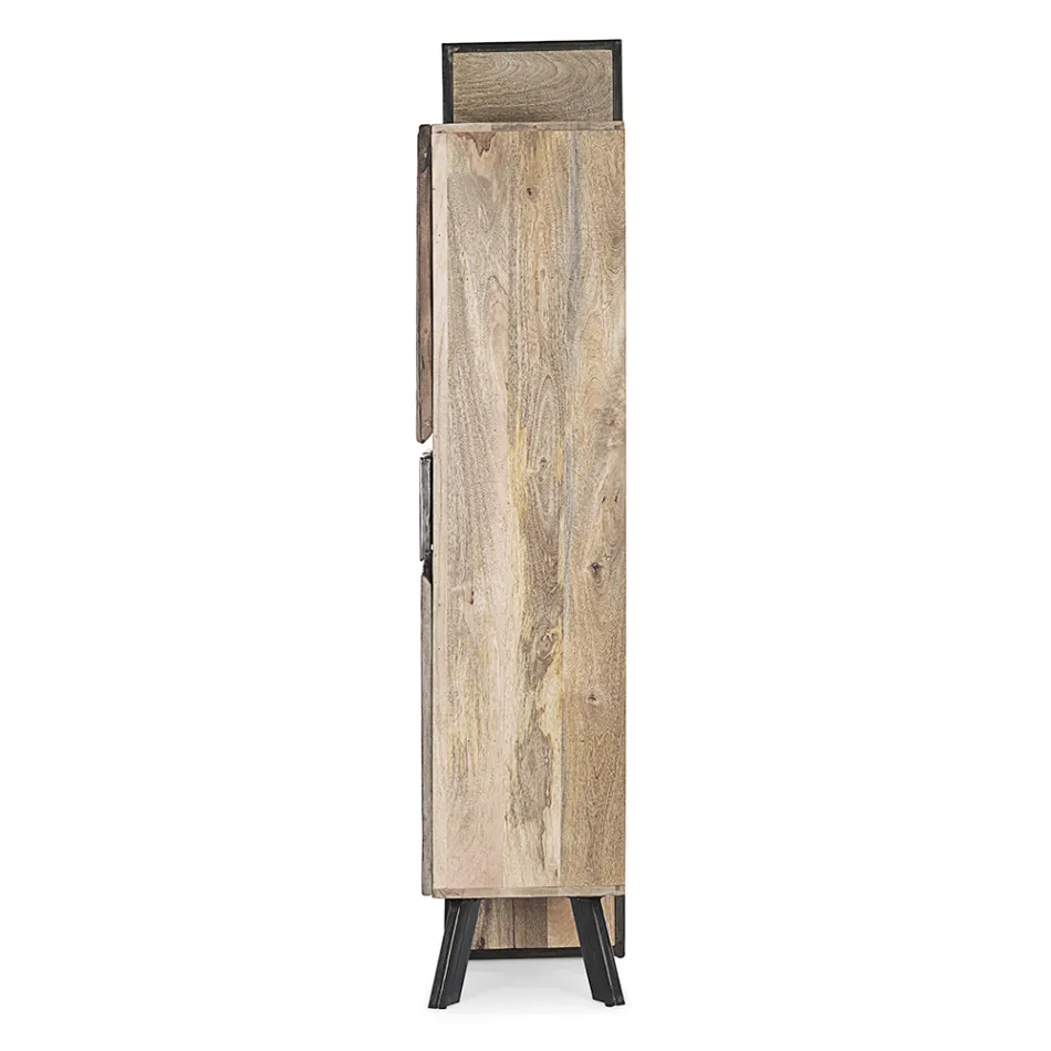 Dressoir 2 deuren 2 lades in mangohout en staal Homemotion - Signorino Viadurini