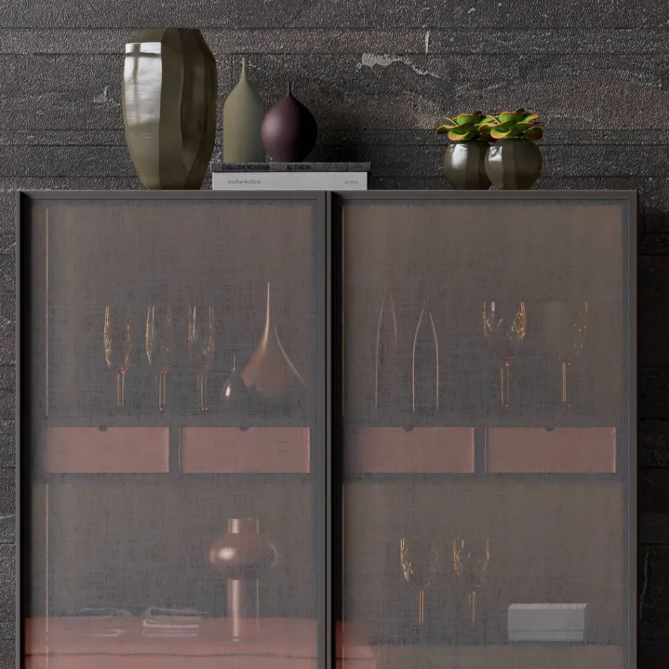 2-deurs dressoir in ecologisch hout en hoogwaardig metaal gemaakt in Italië - Aaron Viadurini