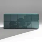 Dressoir met 5 deuren in gelakt MDF met handgegraveerde en afgewerkte decoratie - Krab Viadurini