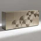 Dressoir met 5 deuren in gelakt MDF met handgegraveerde en afgewerkte decoratie - Krab Viadurini