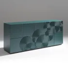 Dressoir met 5 deuren in gelakt MDF met handgegraveerde en afgewerkte decoratie - Krab Viadurini