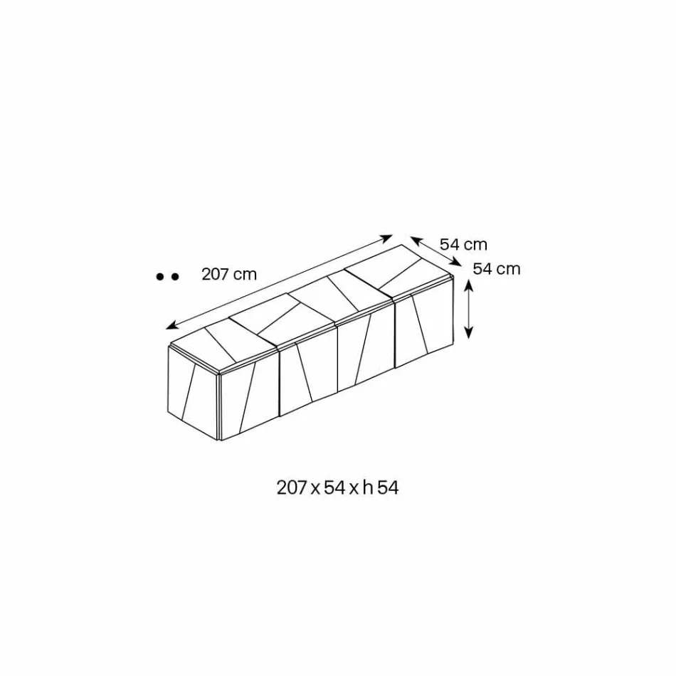 Wandhangend dressoir in mat wit hout en gespiegelde glazen - Senese Viadurini
