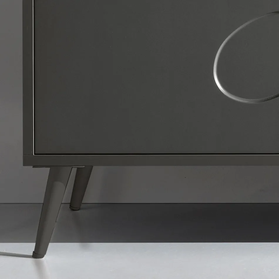 Driedelig dressoir van melamine en MDF met metalen onderstel, gemaakt in Italië - Rialto Viadurini